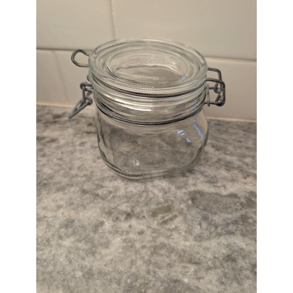 Bormioli Rocco Fido 1/2 Liter Glass Clamp Lid Jar Made in Italy Vintage